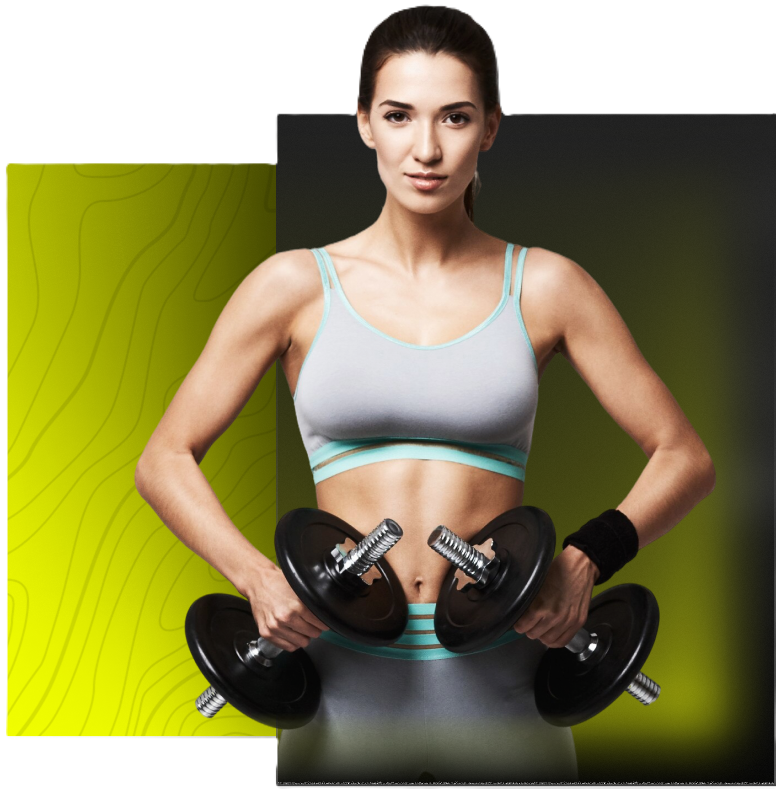 Athlete holding dumbbells